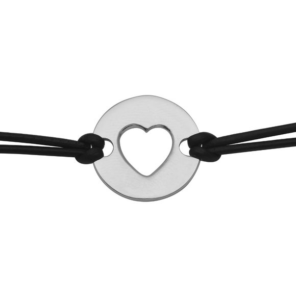 Sterling Silver Heart Charms Bracelet with Leather - Picture 2 of 3